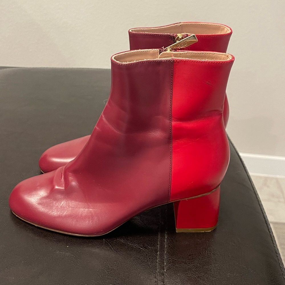Red Valentino Two-tone Leather Boots 37.5 - Picture 1 of 8
